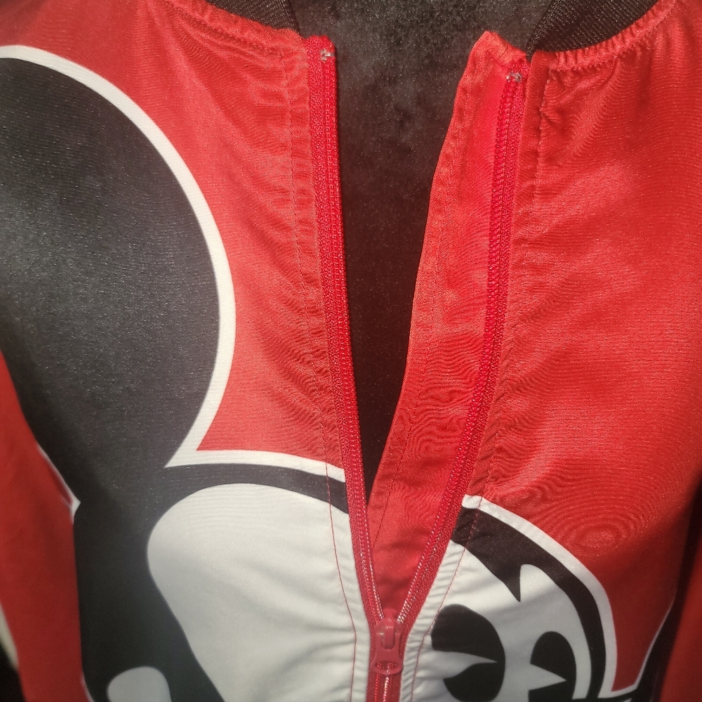 Disney Mickey Mouse Red Varsity Bomber Jacket Women's Size Large - Picture 2 of 10
